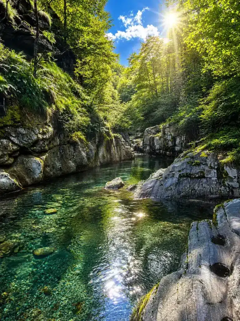 Historic stone village nestled in the Vallemaggia valley